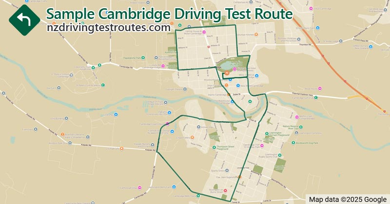 Cambridge driving test route map