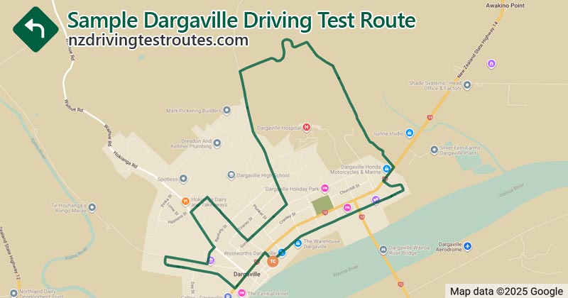 Dargaville driving test route map