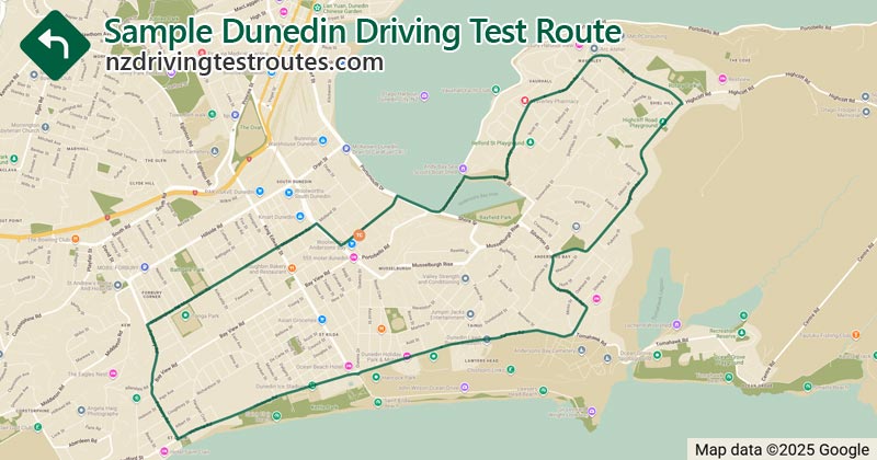 Dunedin driving test route map