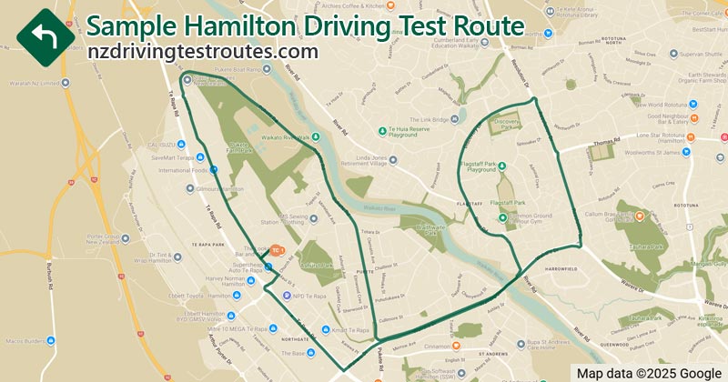 Hamilton driving test route map