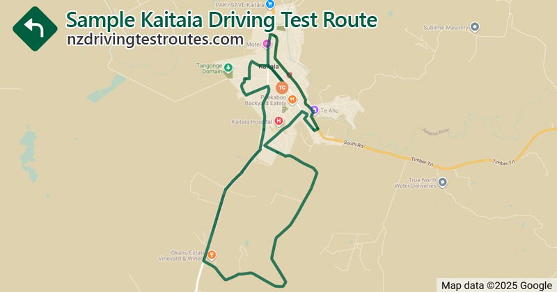 Kaitaia driving test route map