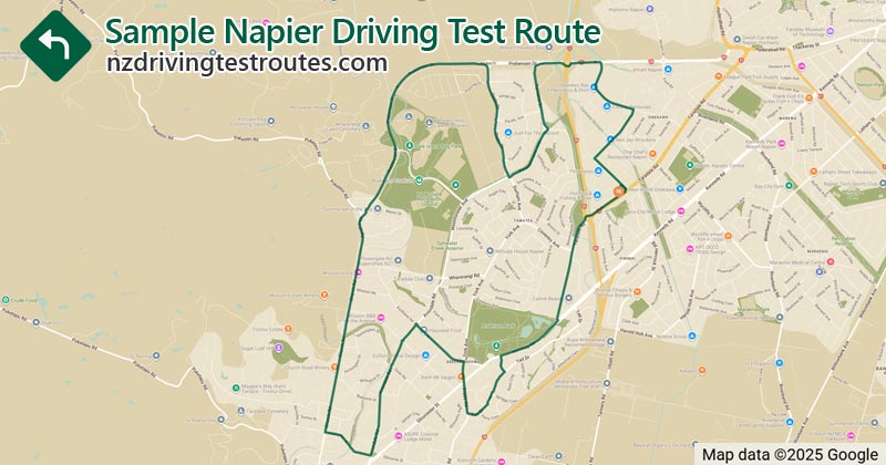 Napier driving test route map