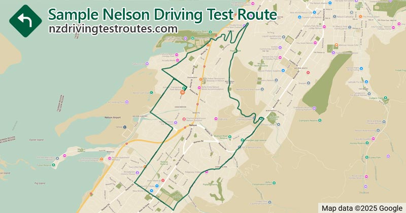 Nelson driving test route map