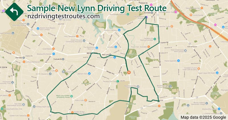 New Lynn driving test route map