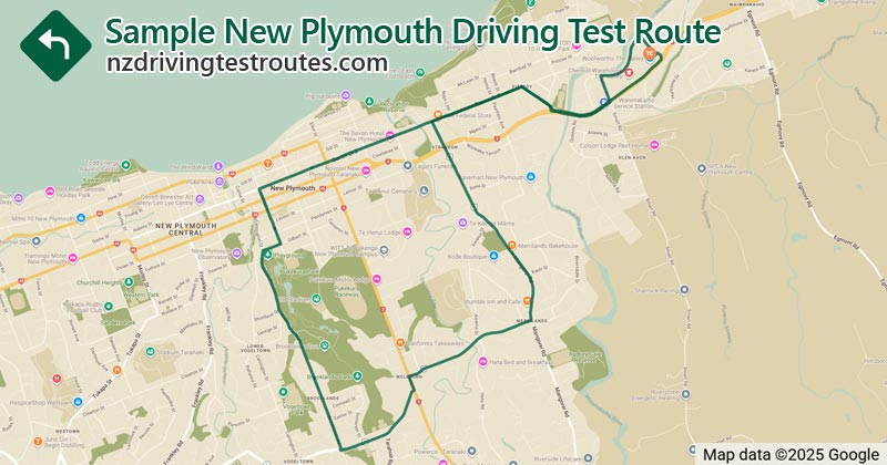 New Plymouth driving test route map