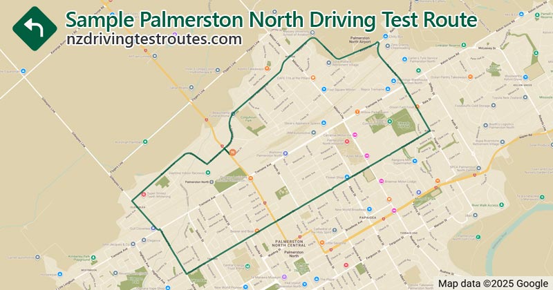 Palmerston North driving test route map