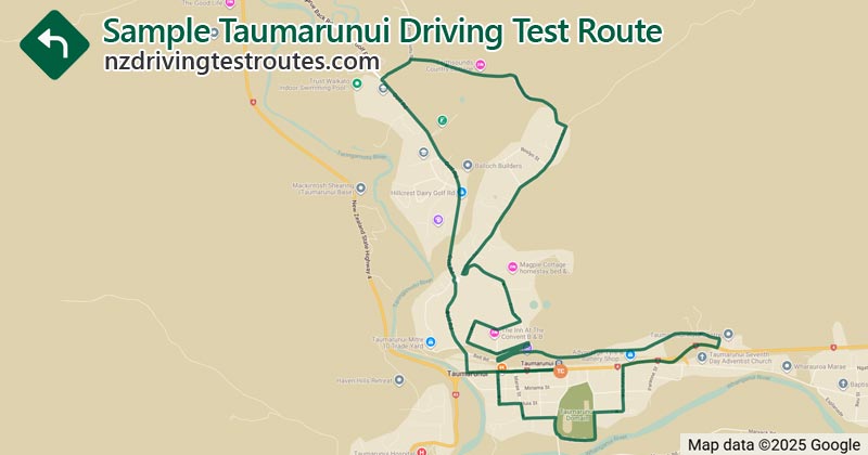 Taumarunui driving test route map