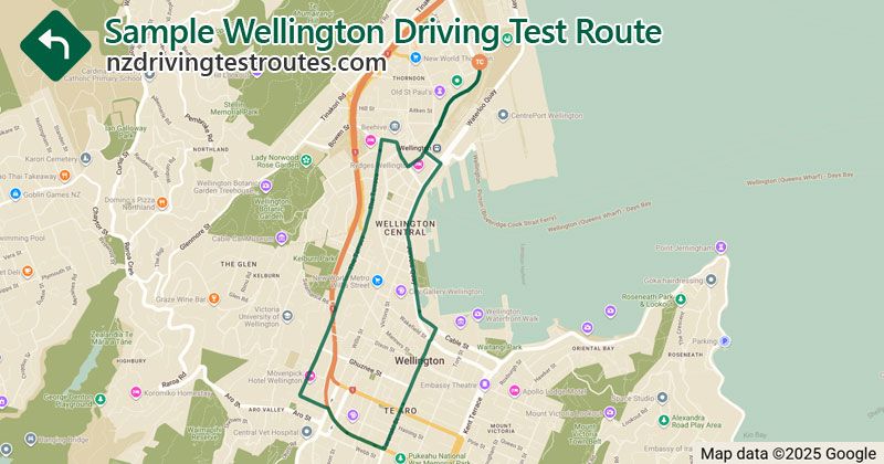Thorndon driving test route map